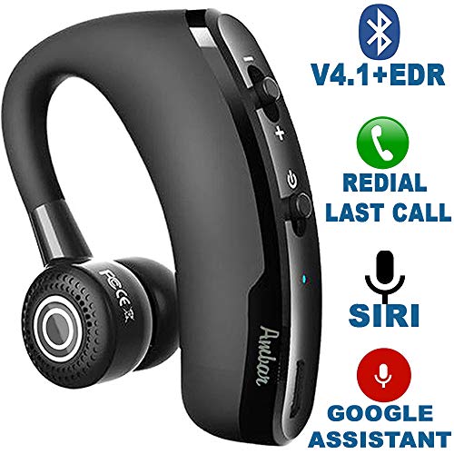 Product Cover Wireless Bluetooth Earpiece V4.1+EDR - Smart Noise Cancelling Bluetooth Headset for Businessmen, Office, Driving, Trucker, Compatible with Android/iPhone/Google Assistant