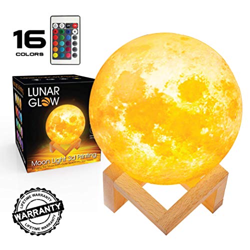 Product Cover Moon Night Light Lamp 3D Printing, Lunar Glow LED Moon Light with Stand, Remote and Touch Control and USB Rechargeable, Glowing Lights for Baby Kids Lover Birthday Party or Nursery Present (4.7 inch)