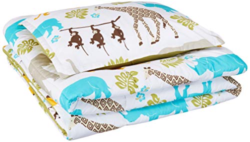 Product Cover AmazonBasics Easy-Wash Microfiber Kid's Comforter and Pillow Sham Set - Twin, Multi-Color Zoo Animals