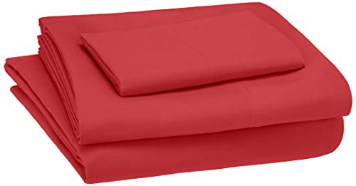Product Cover AmazonBasics Kid's Sheet Set - Soft, Easy-Wash Microfiber - Twin, Red