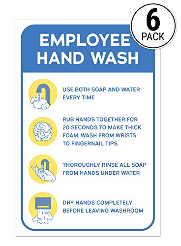 Product Cover Employee Hand Wash Sign Guide Sticker (Pack of 6)