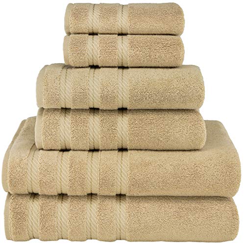 Product Cover American Soft Linen Premium, Luxury Hotel & Spa Quality, 6 Piece Kitchen & Bathroom Turkish Genuine Cotton Towel Set, for Maximum Softness & Absorbency, [Worth $72.95] Sand Taupe