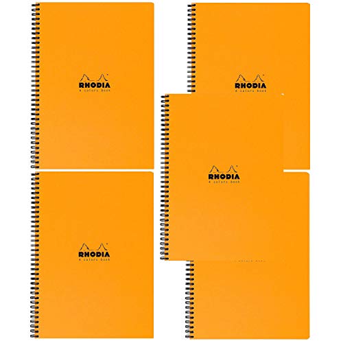 Product Cover Rhodia 4 Color Book - Lined w/Margin 80 Sheets - 9 x 11 3/4 - Orange Cover, Pack of 5