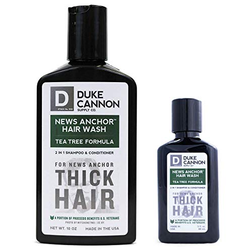 Product Cover Duke Cannon News Anchor Thick Hair Wash 2-in-1 Shampoo and Conditioner for Men Combo, 10 oz + 3 oz - Tea Tree