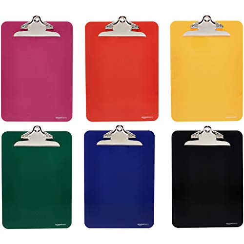 Product Cover AmazonBasics Plastic Clipboards, Assorted Colors, Pack of 6