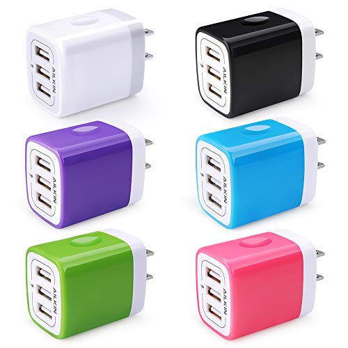 Product Cover USB Charger Cube, Wall Charger Plug, Ailkin 3.1A 3-Muti Port USB Adapter Power Plug Charging Station Box Base Replacement for iPhone X/8/7, iPad, Samsung Phones and More USB Charging Block