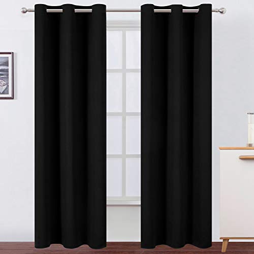 Product Cover LEMOMO Black Thermal Blackout Curtains/42 x 84 Inch/Set of 2 Panels Room Darkening Curtains for Bedroom