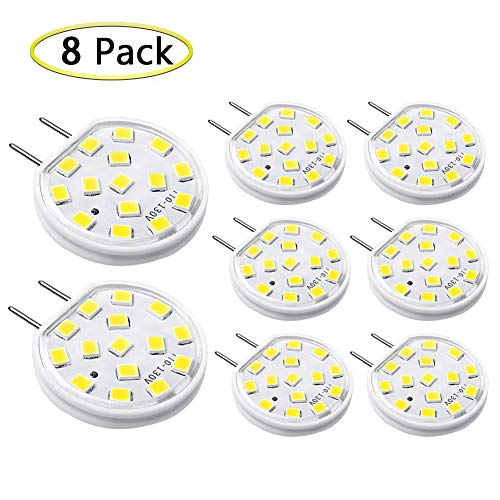 Product Cover G8 LED Bulb Dimmable 3W Mini Thin Puck Light Equivalent to 20W-25W T4 G8 Bi-Pin Base Halogen Bulb, 120V Daylight White 6000K G8 Bulb for Under Counter Kitchen Lighting, Under Cabinet Light (8-Pack)