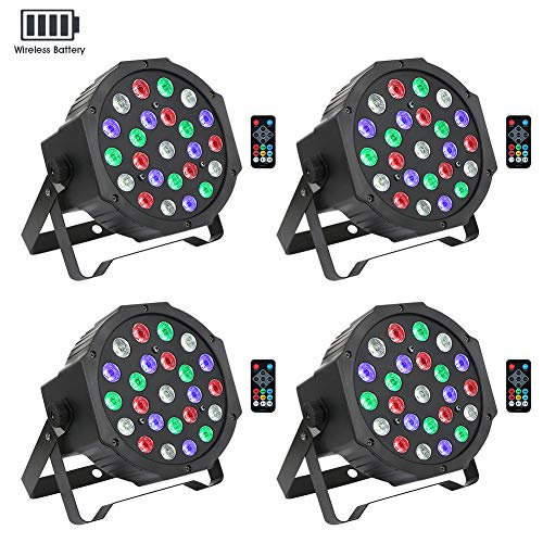 Product Cover Stage Lights Package Wireless Battery Version, OPPSK 24W 24LED RGBW Par Lights Battery Power 4 Pack 8-15Hours Playing Remote DMX Control for Wedding Church Live Show DJ Stage Lighting Party - 4 Pack