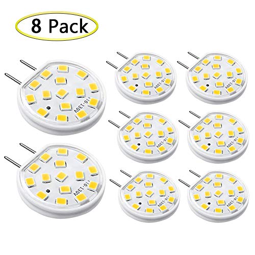 Product Cover G8 LED Bulb Dimmable 3W Mini Thin Puck Light Bulbs Equivalent to 20W-25W T4 G8 Bi-Pin Base Halogen Bulb, 120V Warm White 3000K G8 Bulb for Under Counter Kitchen Lighting, Under Cabinet Light (8 Pack)
