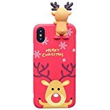 Product Cover Casa Christmas Case for iPhone Xs Max, Merry Christmas Soft Silicone TPU 3D Cute Snowman Santa/Elk Pattern Pretty Cute Premium Flexible Case Gifts for Apple iPhone Xs Max 6.5'' 2018 (Red)