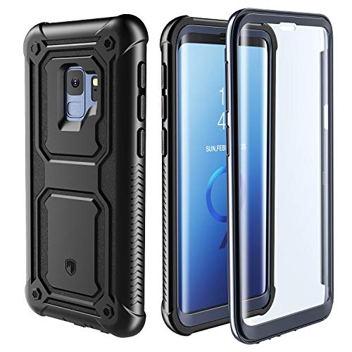 Product Cover FITFORT Samsung Galaxy S9 Case - Full Body Case with Built-in Touch Sensitive Anti-Scratch Screen Protector, Heavy Duty Shock Drop Proof Protection Support Wireless Charging Black/Grey