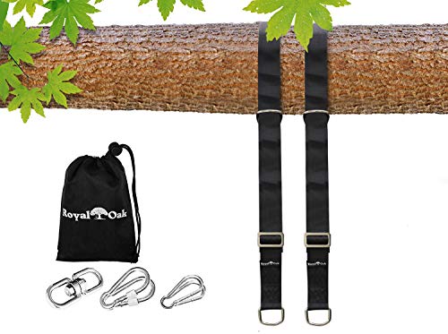 Product Cover EASY HANG (8FT) ADJUSTABLE TREE SWING STRAP X2 - Holds 4400lbs- Heavy Duty Carabiner - Bonus Spinner - Perfect for Tire and Saucer Swings - Waterproof - Picture Instructions - Carry Bag Included