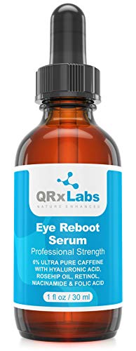 Product Cover Eye Reboot Serum with 6% Caffeine, Hyaluronic Acid, Rosehip Oil, Retinol, Niacinamide & Folic Acid - Reduces Puffiness, Dark Circles, Crow Feet, Wrinkles and Fine Lines Around the Eyes - 1 oz / 30 ml