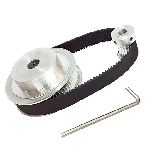 Product Cover Houkr GT2 Aluminum Timing Belt Idler Pulley Bearing 20&60 Teeth Width 6.35mm Born Synchronous Wheel, with a Length 200mm Width 6mm Belt and a M4 Allen Wrench, for 3D Printer.