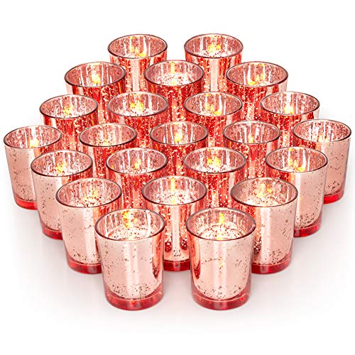 Product Cover Volens Rose Gold Party Decorations 72pcs, Mercury Glass Votive Candle Holders Set for Wedding, Bridal and Baby Shower
