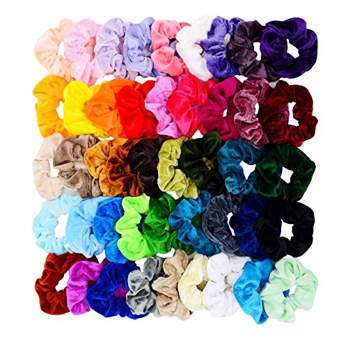 Product Cover Chloven 45 Pcs Hair Scrunchies Velvet Elastics Hair Bands Scrunchy Hair Tie Ropes Scrunchie for Women Girls Hair Accessories- 45 Assorted Colors Scrunchies