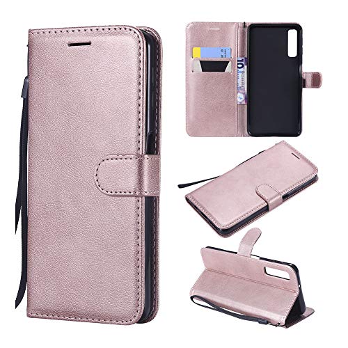 Product Cover UDIKEFO for Samsung Galaxy A7 2018 / A750 Case, Leather+Inter Upgrade TPU [Kickstand ] [Card Slot] Magnetic Protection Flip Cases Accessories for Samsung Galaxy A7 2018 SM-A750F A750F-Rose gold
