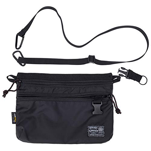Product Cover Rough Enough Crossbody Bag Black Fanny Pack for Women Men Tactical Waist Bag for Boys Teen Girls with Zipper Pocket and Portable Shoulder Waist Strap for Foldable Travel Essentials Outdoor Hiking