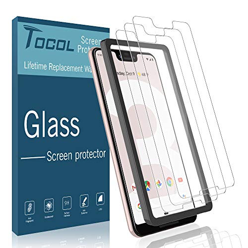 Product Cover TOCOL [3Pack] for Google Pixel 3 XL Screen Protector Tempered Glass HD Clarity Touch Accurate [9H Hardness] Easy Installation Tray