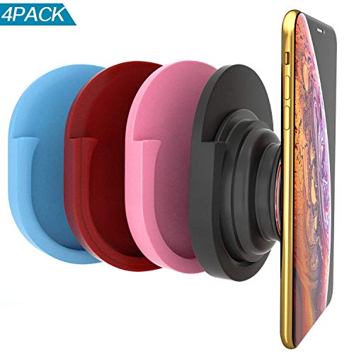 Product Cover Alquar 4 Pack Phone Universal Silicon Car Mount,Coolest Collapsible Grip Stand,Strongest & Most Durable, Home, Office, Kitchen,Bedroom (Black pink red blue)