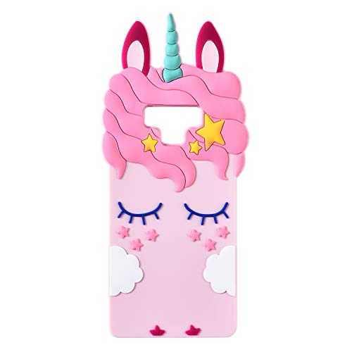 Product Cover TopSZ Pink Unicorn Case for Samsung Galaxy Note 9,3D Cartoon Silicone Character Kawaii Animal Cover,Cute Girls Kids Teens Guys Horse Funny Rubble Vivid Color Fun Protective Cases for Samsung Note9