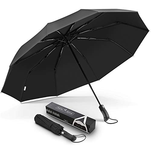 Product Cover RAIN-A-BOVE Umbrella - Windproof Collapsible Travel Umbrella with Teflon Coating and Auto Open and Close