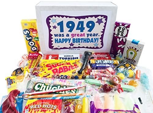 Product Cover Woodstock Candy - 1949 Gift Box of Retro Vintage Candy Assortment from Childhood for 71 Year Old Men and Women Born 1949 - 71st Birthday Great Idea for Mom or Dad - Jr