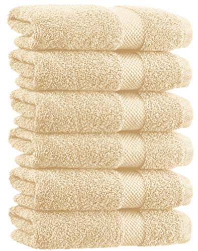Product Cover White Classic Luxury Hand Towels | Cotton Hotel spa Bathroom Towel | 16x30 | 6 Pack | Beige