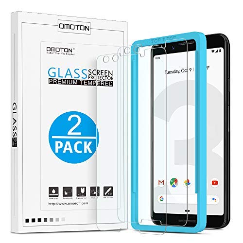 Product Cover OMOTON Google Pixel 3 Screen Protector, Tempered Glass Screen Protector for Google Pixel 3 [5.5 Inch] [Only Cover Display Area] [2 Pack]