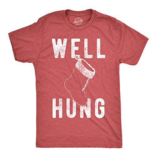 Product Cover Mens Well Hung T Shirt Funny Christmas Stocking Tee Offensive Xmas Gifts