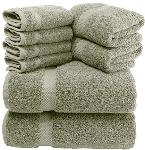 Product Cover White Classic Luxury Green Bath Towel Set - Combed Cotton Hotel Quality Absorbent 8 Piece Towels | 2 Bath Towels | 2 Hand Towels | 4 Washcloths [Worth $72.95] 8 Pack | Green