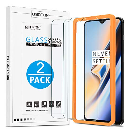 Product Cover OMOTON Tempered Glass Screen Protector Compatible with OnePlus 6T 6.41 inch [2 Pack], Not Full Coverage