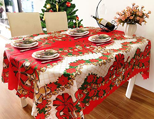 Product Cover Christmas Tablecloth, JUSTDOLIFE Christmas Table Cloth Gold Bell Table Runner 59