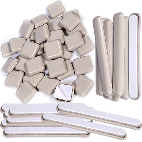 Product Cover Liyic 48 Combo Pack Self-Stick Carpet Gliders for Chair-32PCS 1inch Square Self Adhesive Furniture Glides&16PCS 1/2