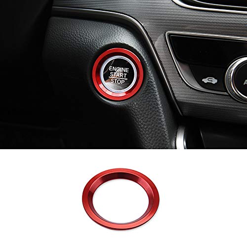 Product Cover Thor-Ind Aluminum Car Engine Start Stop Button Cover Trim for 10th Honda Accord Sedan Sport EX EX-L LX 2018 2019 Ignition Start Button Surrounding Decoration Ring (Start Button-Red)