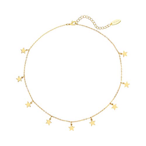 Product Cover SEAYII Women Star Choker Necklace Gold Dangle Drop 14K Gold Fill Lucky Trendy Dainty Chain Short Boho Beach Simple Delicate Handmade Gold Jewelry Gift