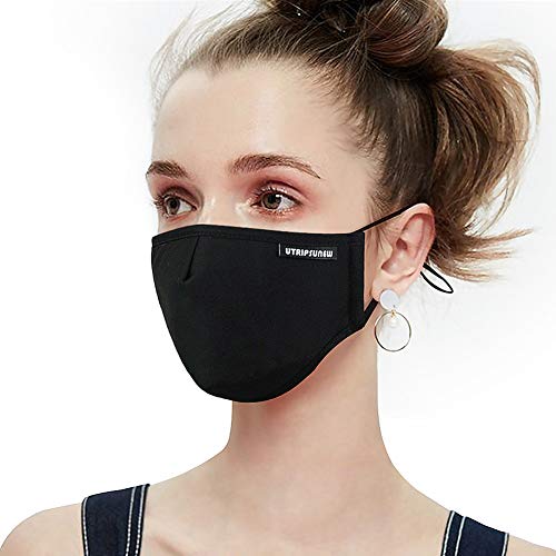 Product Cover Anti Pollution Dust Mask Washable and Reusable PM2.5 Cotton Face Mouth Mask Protection from Flu Germ Pollen Allergy Respirator Mask (Black)