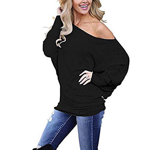 Product Cover EKIMI Tops Women Off Shoulder Loose Pullover Sweater Batwing Sleeve Knit Jumper Top Blouse