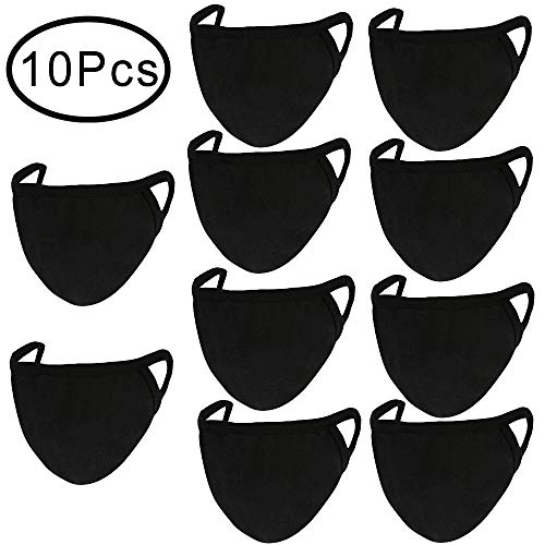 Product Cover Hicdaw 10 Pcs Cotton Mouth Mask Black Anti Dust Face Mask for Men and Women (Black)