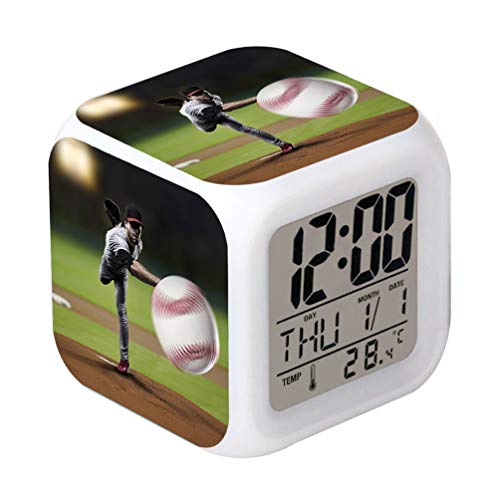 Product Cover Cointone Led Alarm Clock Baseball Sport Design Creative Desk Table Clock Glowing Electronic colorful Digital Alarm Clock for Unisex Adults Kids Toy Birthday Present Gift