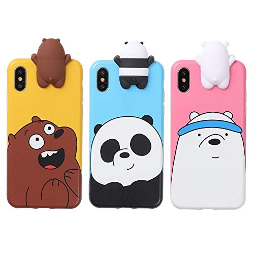 Product Cover AiKeDuo for 3D Cartoon Animals Cute We Bare Bears Soft Silicone Case Cover Skin 3pcs Sell for iPhone6/ 6s/6s Plus iPhone7 /7plus case (iPhone Xs MAX)