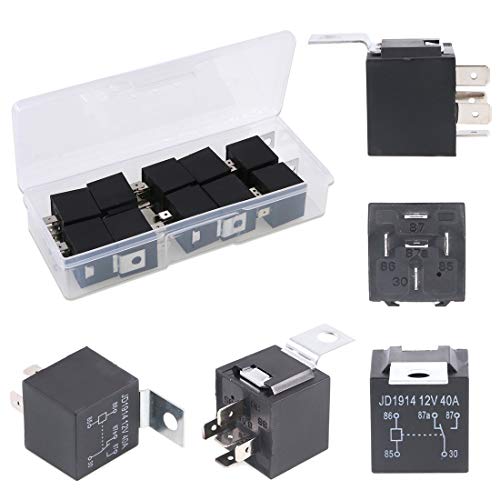Product Cover Glarks 10 Pack 12V 30/40 Amp 5-Pin SPDT Electrical Relays Switch for Automotive Truck Boat Marine