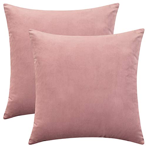 Product Cover Rythome Set of 2 Comfortable Throw Pillow Cover for Bedding, Decorative Accent Cushion Sham Case for Couch Sofa, Soft Solid Velvet with Zipper Hidden - 18