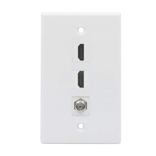 Product Cover ESYLink 2 Hdmi 1 Coax Wall Plate 2 Port Hdmi 1 Coax Cable Tv F Type Faceplate White