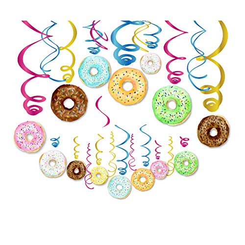 Product Cover CC HOME 30Ct Donut Party Decoration ,Donut Hanging Swirl Decoration Kit - Dizzy Danglers Donut Party -Donut Party Supplies- Donut Party Hanging Decorations for Donut Time ,New Year,Wedding ,Christmas Party,Baby Shower ,Birthday Party Decora