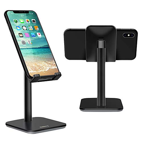 Product Cover Nulaxy Adjustable Phone Stand, Upgraded Height Increasing Cell Phone Stand, Cradle, Dock, Desk Phone Holder Compatible with iPhone Xs Xr 8 X 7 6 6s Plus SE 5 5s 5c, All Smartphones - Black