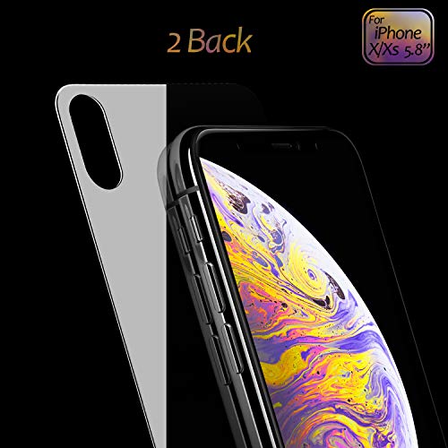 Product Cover JingooBon Back Screen Protector Compatible with iPhone Xs/iPhone X [2-Pack], Rear Tempered Glass [3D Touch] Temper Glass Film Anti-Fingerprint/Scratch Compatible with iPhoneXs/iPhoneX (5.8 inch)