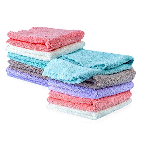 Product Cover Kyapoo Baby Washcloths 10 Pack 12x12 Inches Microfiber Coral Fleece Extra Absorbent and Soft for Newborns, Infants and Toddlers