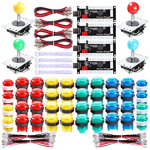 Product Cover Hikig 4 Player LED Arcade Games DIY Kit, 4X Fighting Joystick + 40x LED Arcade Buttons + 4X USB Encoder for PC MAME & Raspberry Pi 1/2/3, Multicolor